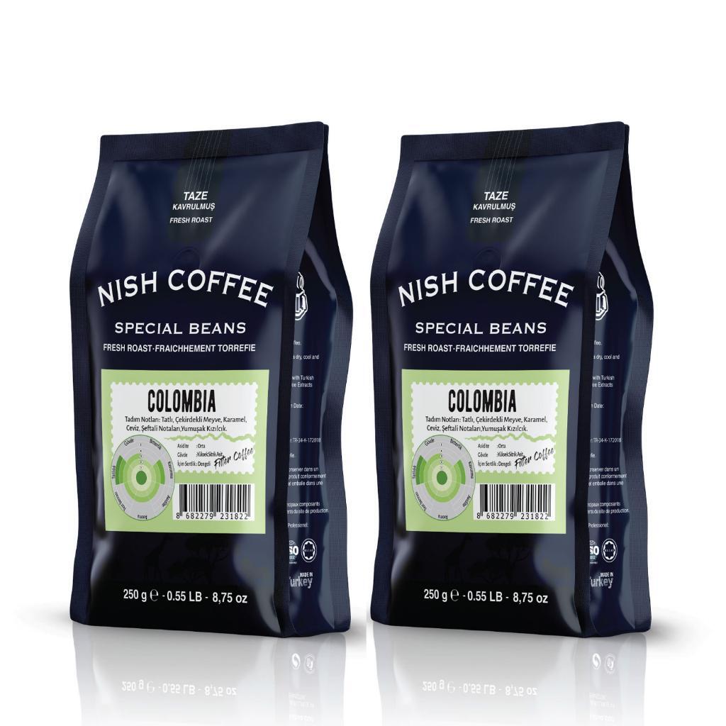 Nish Filtre Kahve Colombia Çekirdek 2x250 Gr