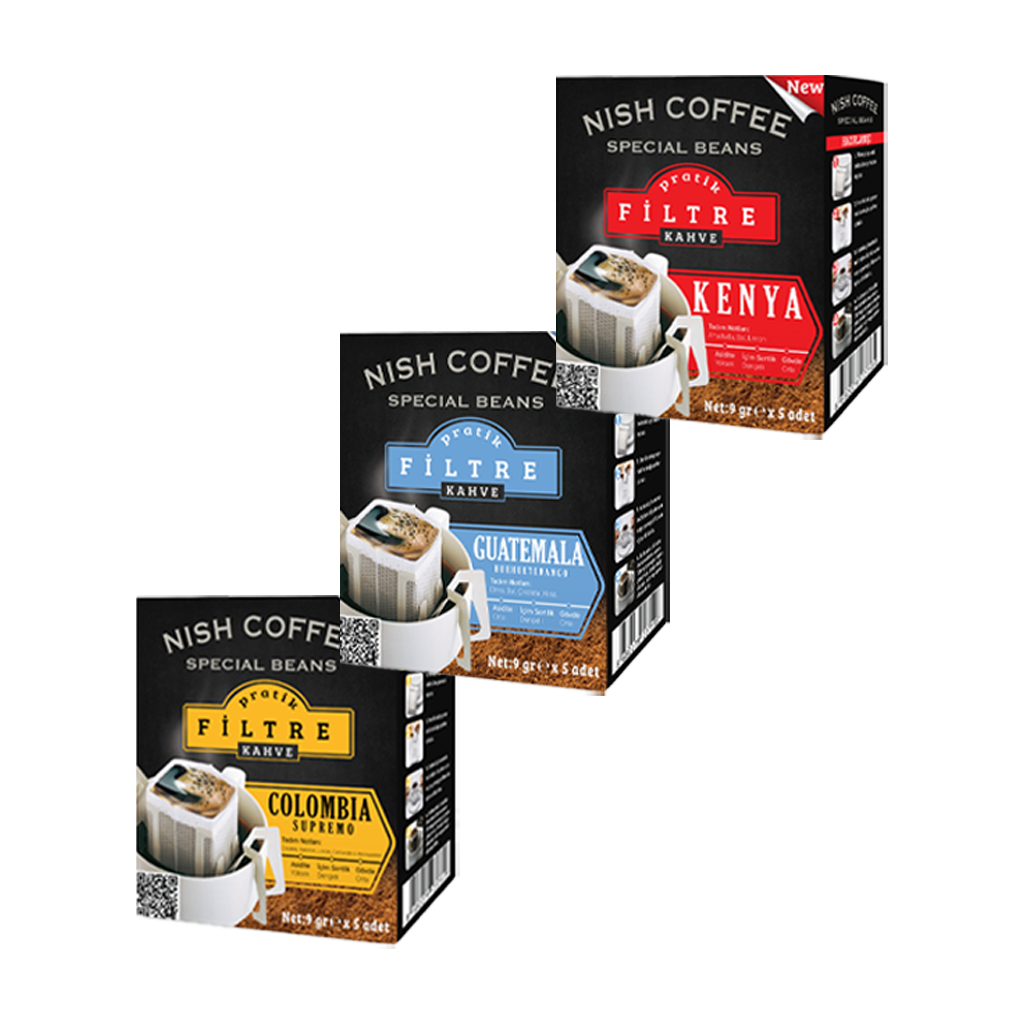 Nish Pratik Filtre Kahve  Kolombiya - Guatemala - Kenya 3lü