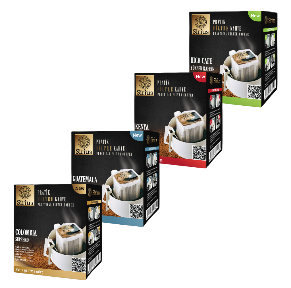 Sirius Premium Kahve Kolombiya, Guatemala, Kenya – Yüksek Kafein 4’lü set