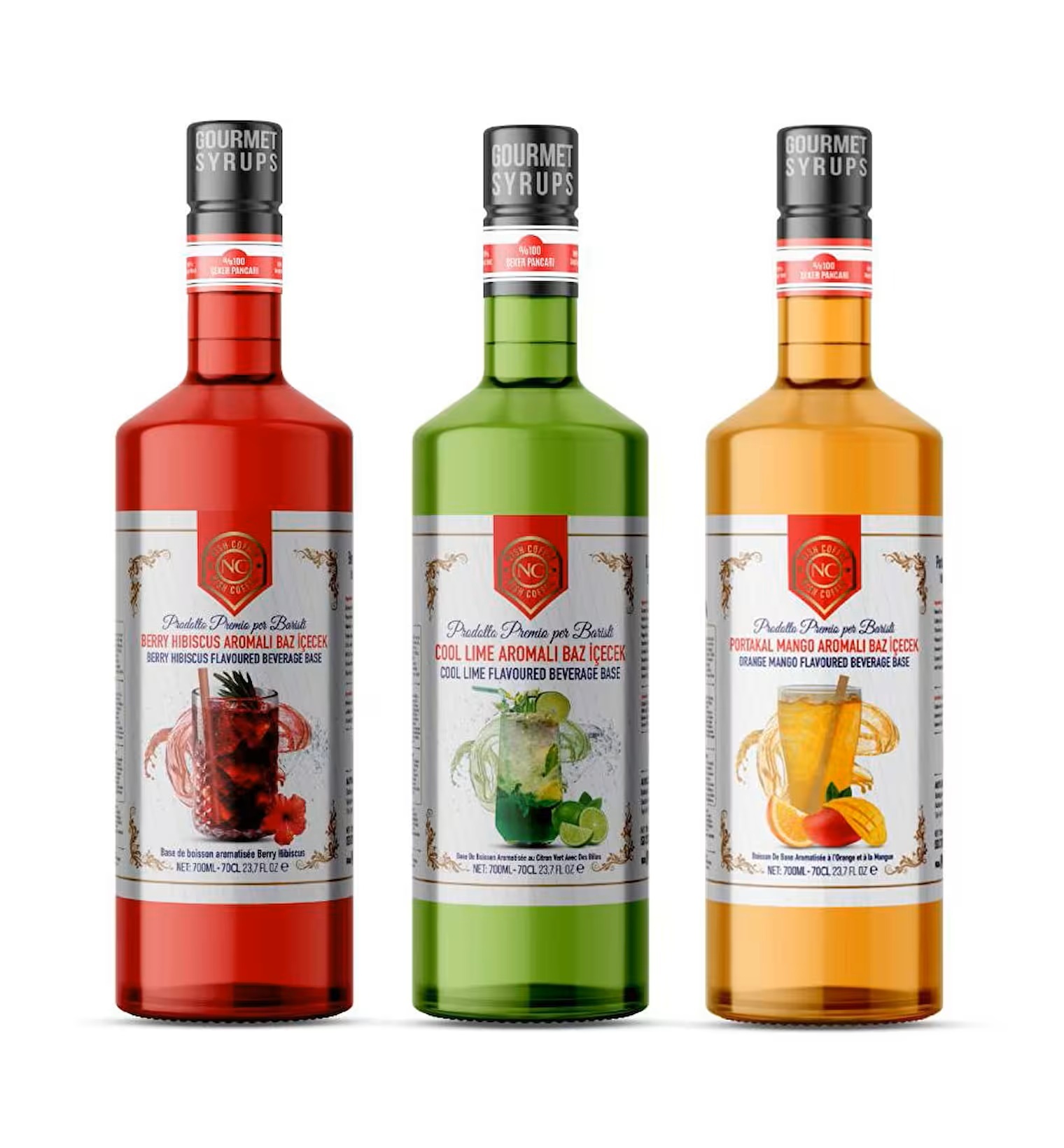 Nish Cool Lime, Berry Hibiskus, Portakal Mango Aromalı Baz İçecek 3''lü Set (3x700 ML) - Pet Şişe