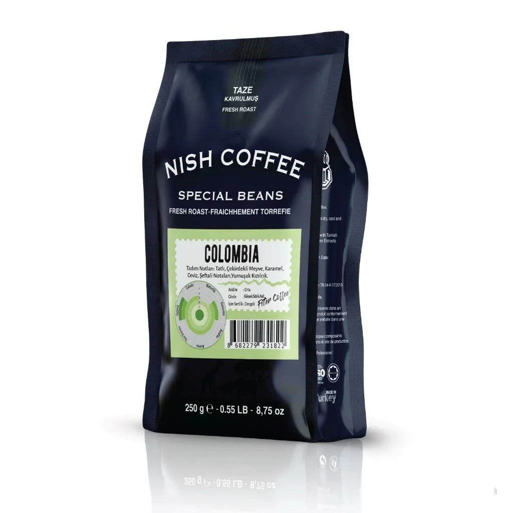 Nish Filtre Kahve Colombia 250 Gr - Tatlı, Çekirdekli Meyve, Karamel , Ceviz , Şeftali Notaları , Yumuşak Kızılcık