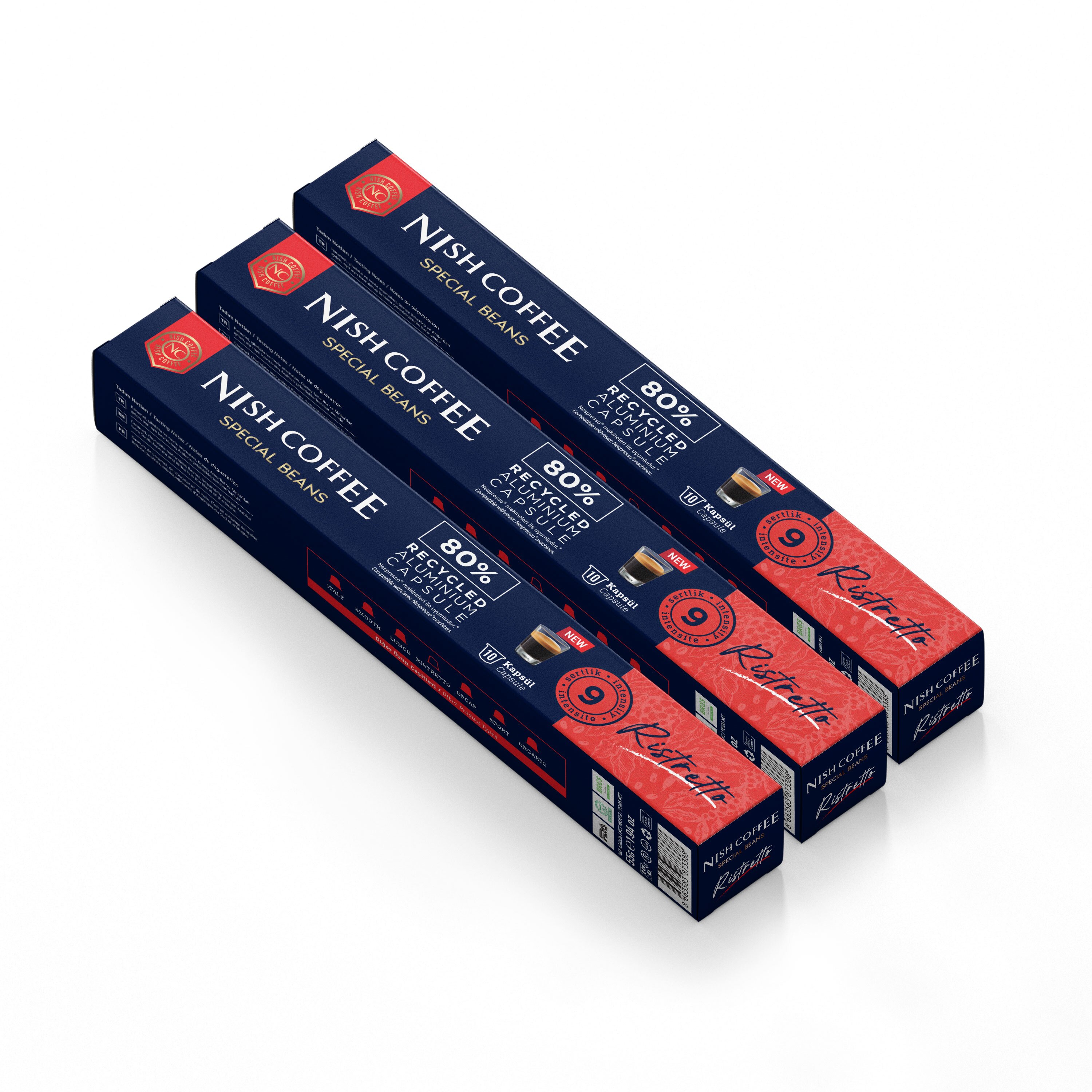 Nish Coffee Kapsül Kahve 10 Ristretto 3'lü Set (Nespresso Uyumlu)-30 Adet
