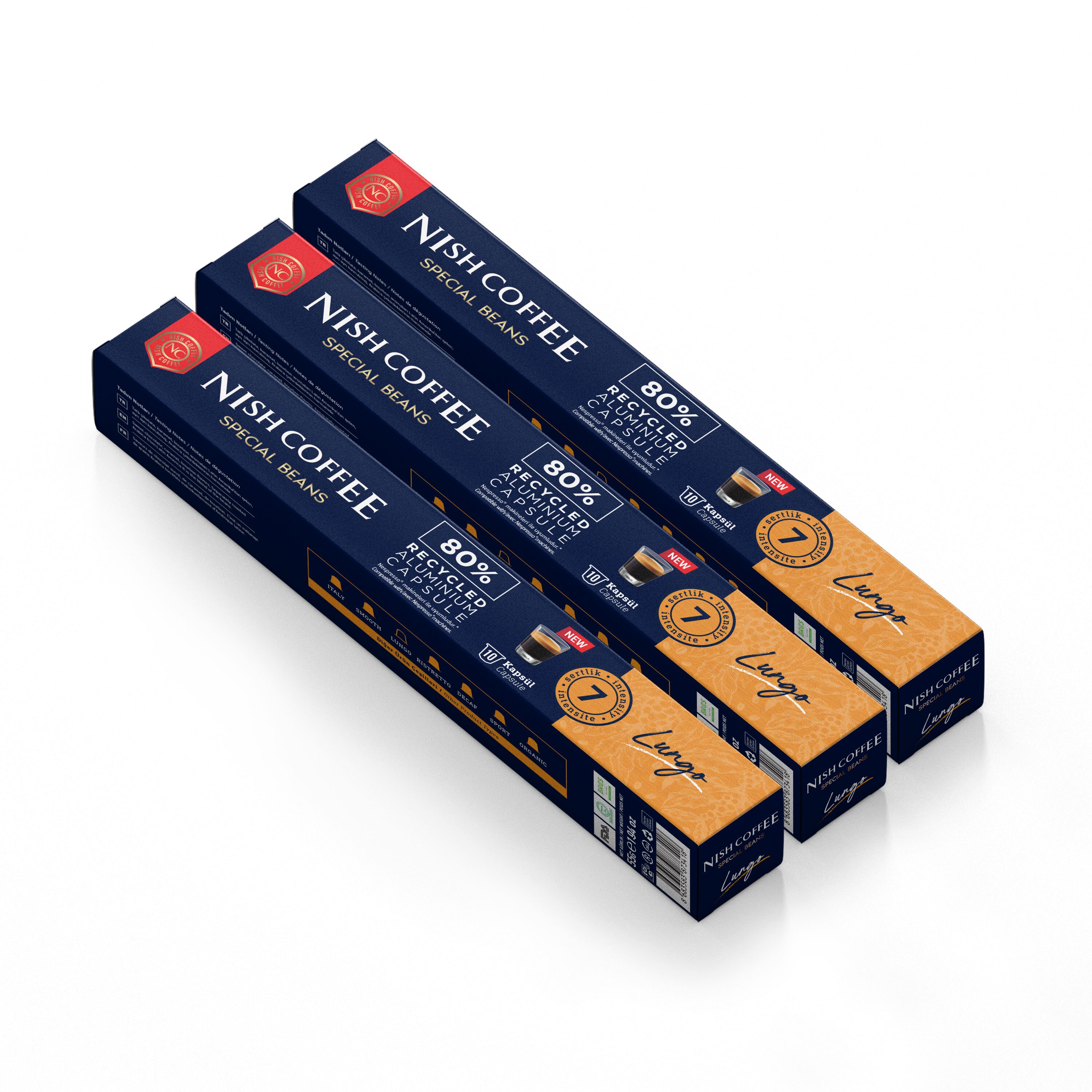 Nish Coffee Kapsül Kahve 6 Lungo 3'lü Set (Nespresso Uyumlu)-30 Adet