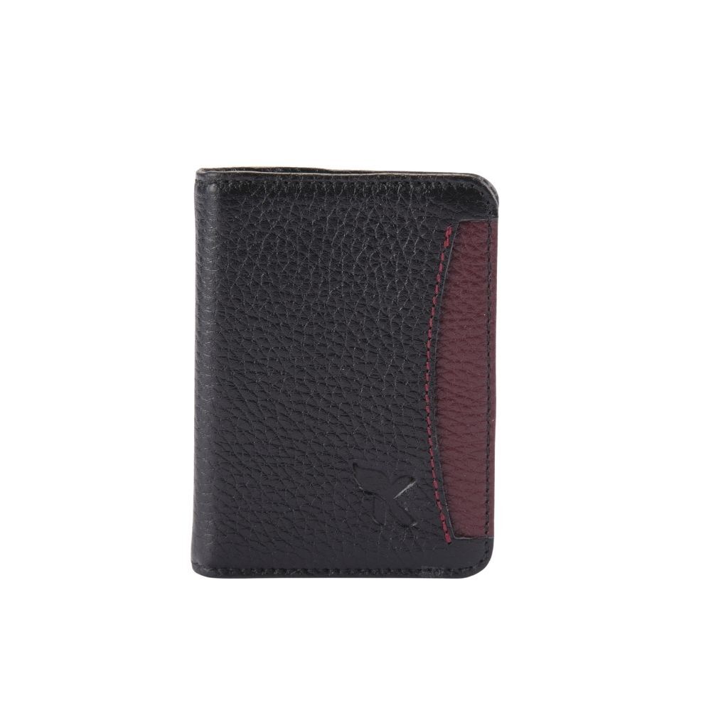 Hakiki Deri Kartlık Siyah-Bordo K600-15