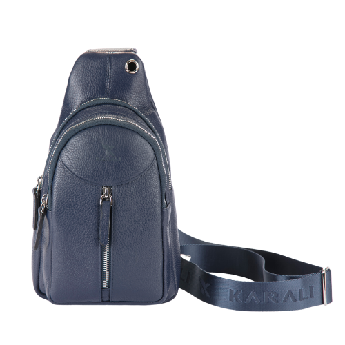 Hakiki Deri Çapraz Çanta Lacivert 726-04