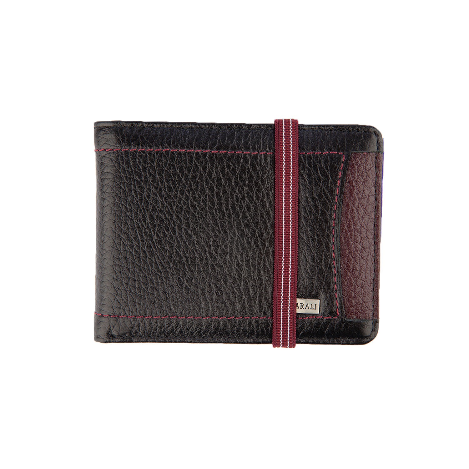 Hakiki Deri Kartlık Siyah-Bordo K518-15