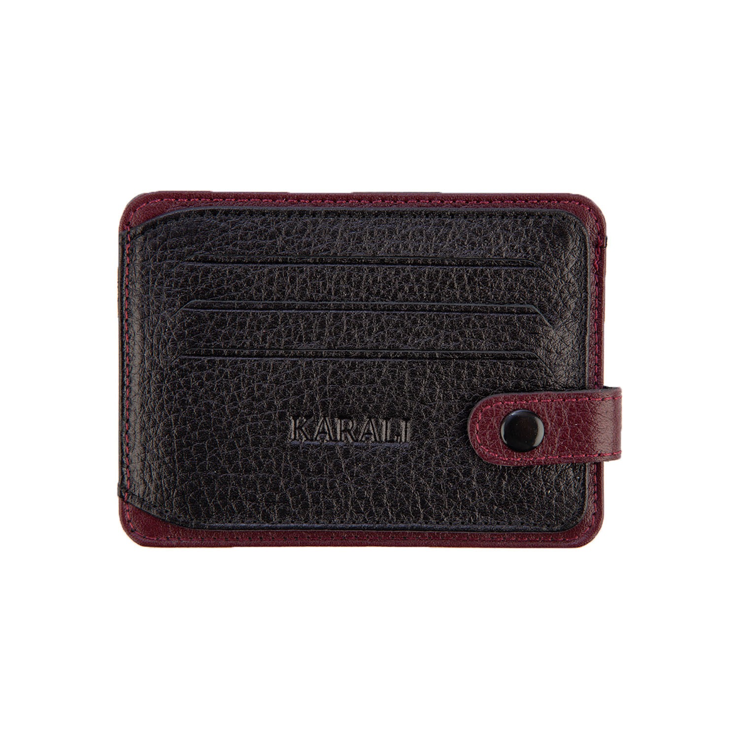 Hakiki Deri Kartlık Siyah-Bordo K509-15
