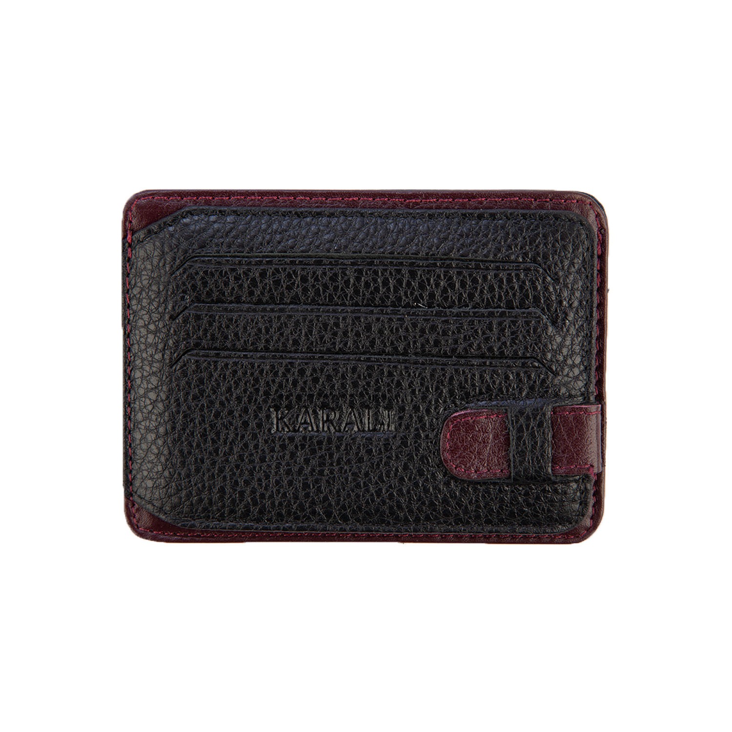 Hakiki Deri Kartlık Siyah Bordo K510-15